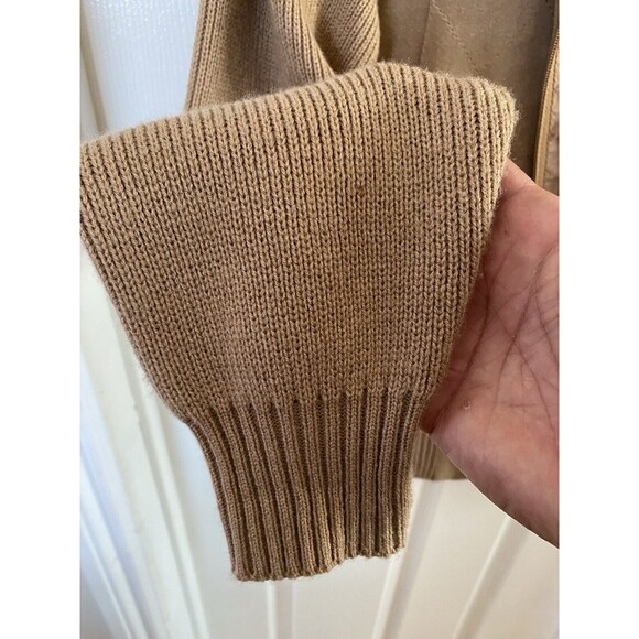 Vintage 1970's Mister Marr Leather and Knit Sweater Jacket Brown Tan Large - Picture 7 of 10